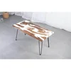 Unique 4 seater table design walnut wood river dining table snow white epoxy resin table
