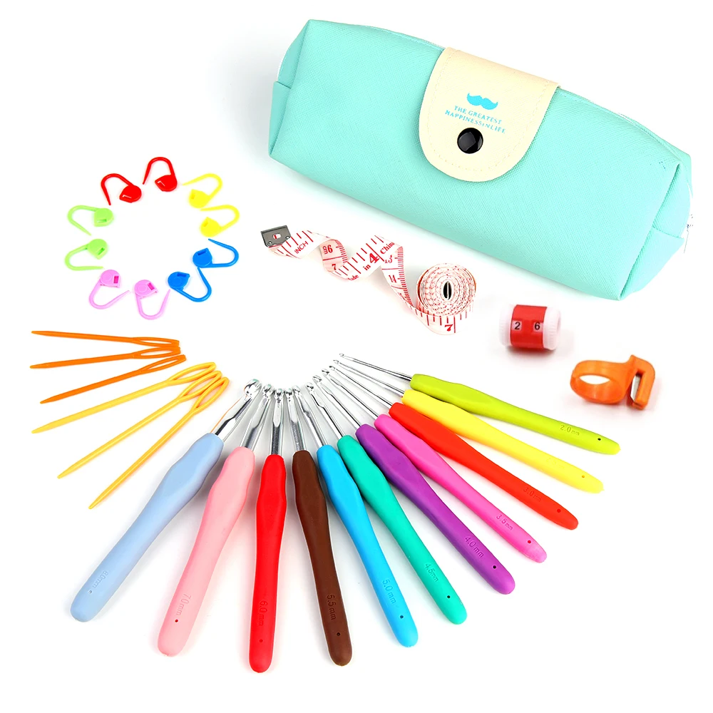 

RTS 30pcs Crochet Hook Tool Set Knit Needles For Hand Knitting Needles Tools Aluminum Crochet Hook Set, As the picture