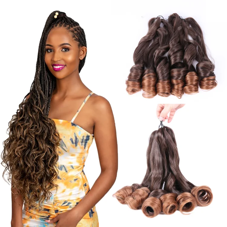 

150g Spiral French Curl Loose Wave Pony Style French Curly Synthetic Crochet Wavy Braiding Hair Ombre Attachments Hair Braids, #1b,#27,#30,#33,#613,#t1b/27,#t1b/30,#t1b/33,#t1b/bug.