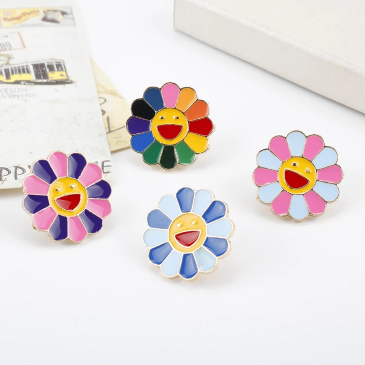 

Cute Smiling Sunflower Enamel Pins Brooch for Decoration