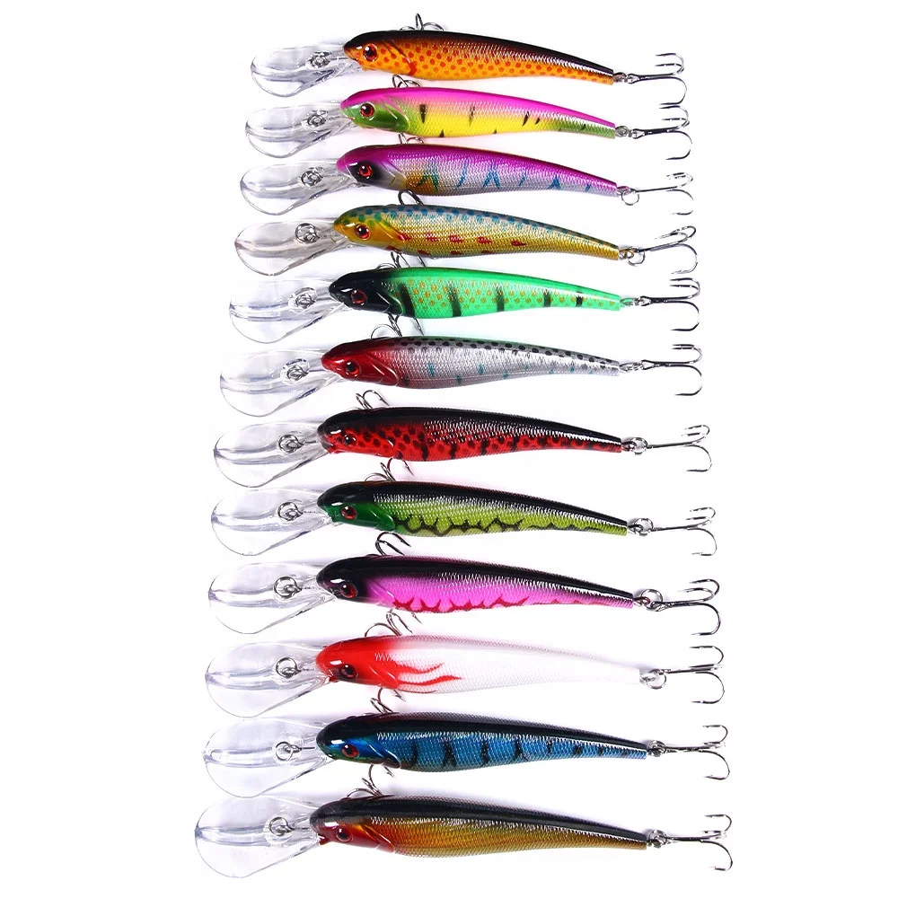 

Hengjia plastic trolling bait minnow wholesale fishing lures, 12 colors