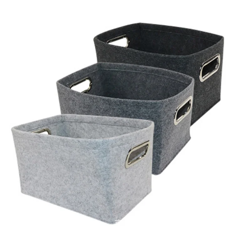 

A387 Household Solid Color Felt Laundry Organizer Clothing Basket Living Room Bathroom Foldable Dirty Clothes Storage Basket