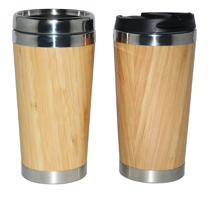 

Hot selling BPA free 450ml food grade stainless steel double wall vacuum water bottle insulate bamboo mug outdoor mug