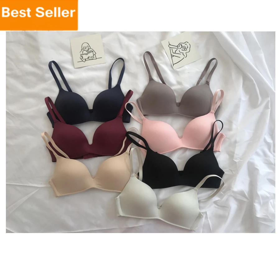 

Poyan Solid Simple Multicolor 7 Colors Bra Push Up Bra Cups Young Girl Seamless Sexy Bra