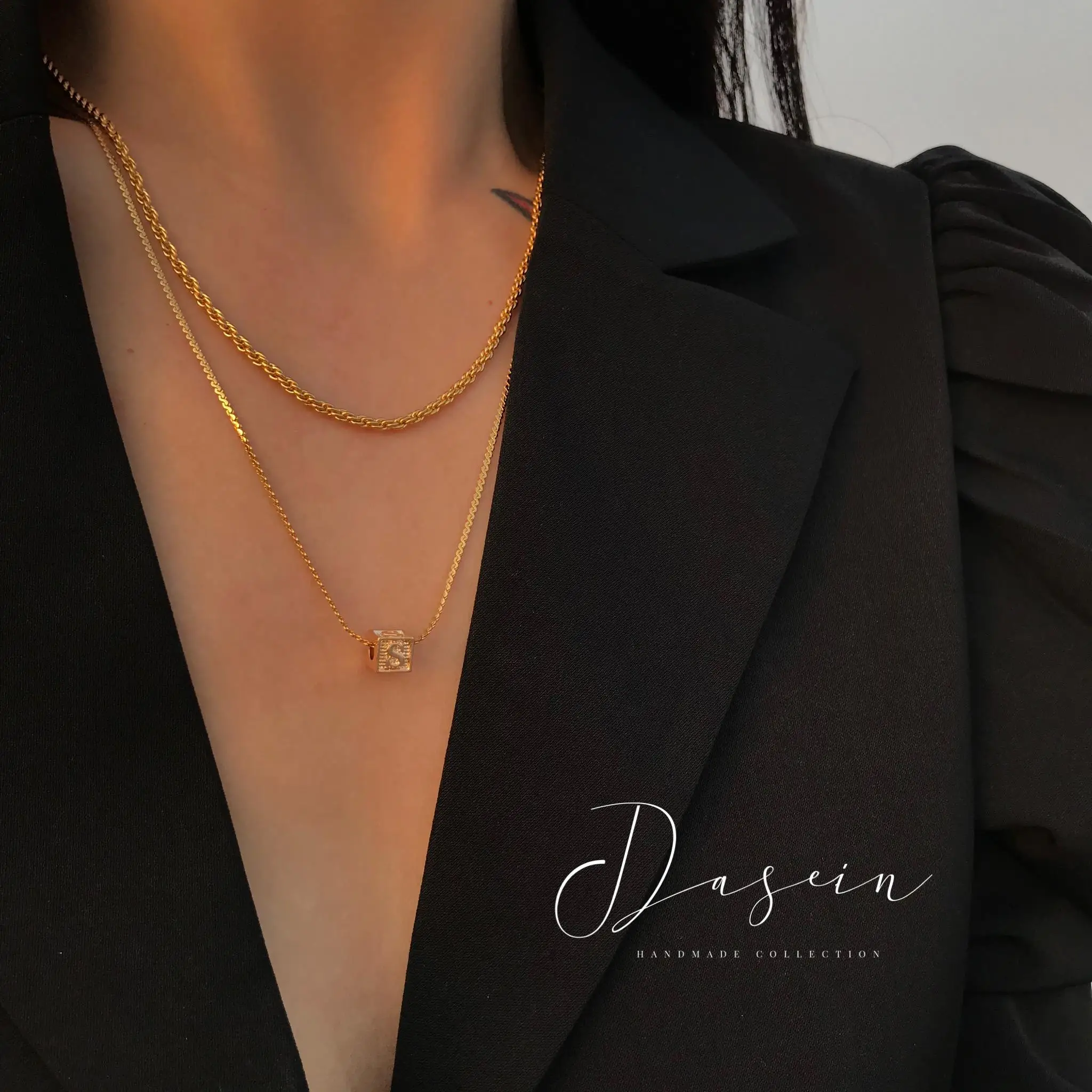 

Minimalist jewelry 18k gold Twisted Link Chain Rope stainless steel Necklace