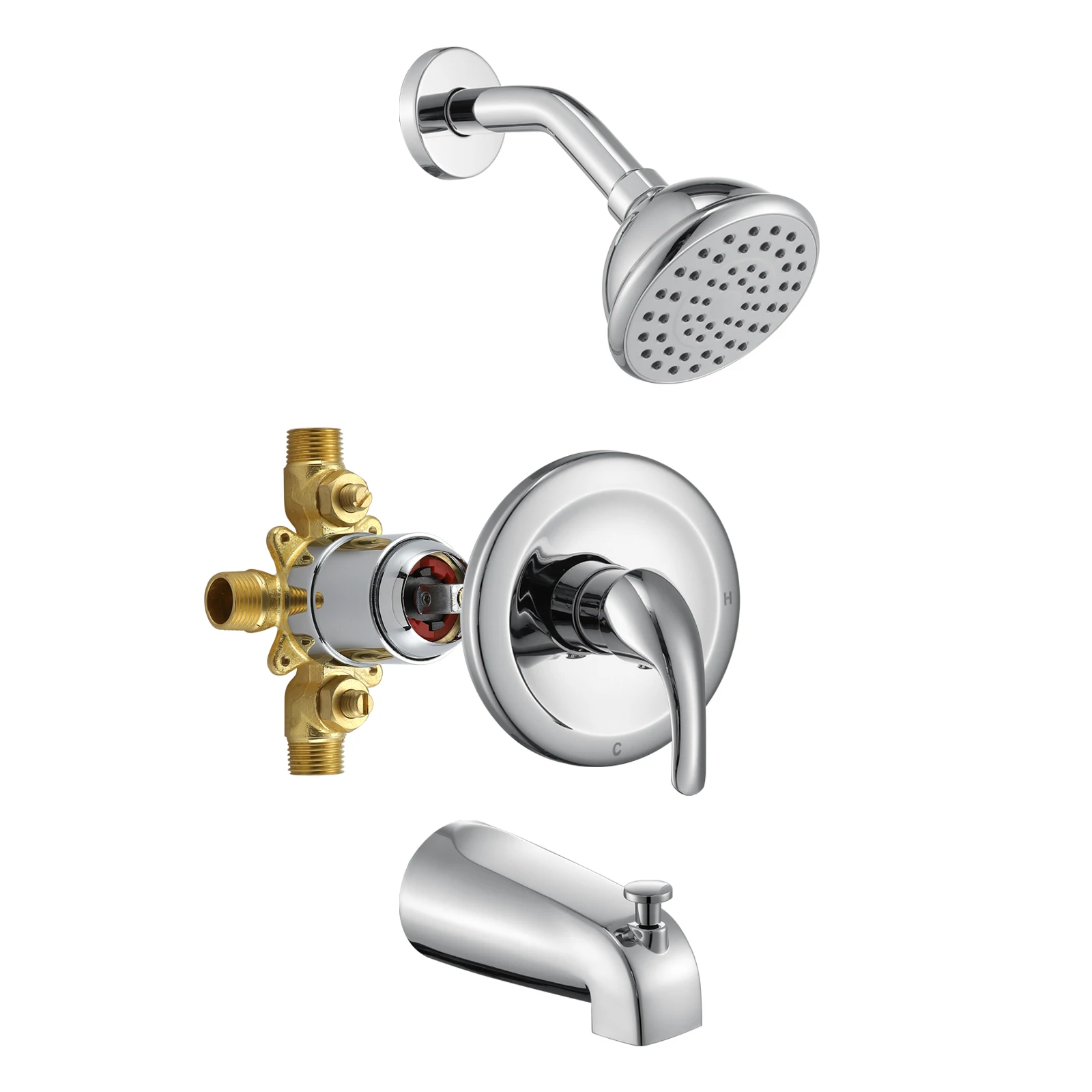 

Aquacubic Shower Head Rainfall Waterfall Mounted Bathroom Thermostatic Shower Faucet