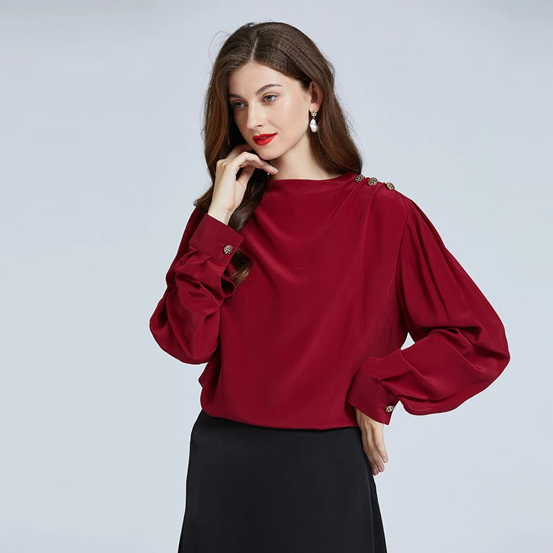 

2023 Hot Silk Blouses Crep De Chine 100% Mulberry Silk Shirts For Women
