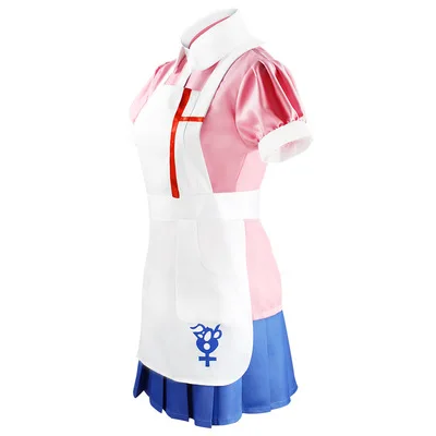 

Anime Costume Danganronpa Cosplay TV&Movie Costumes Mikan Tsumiki Pink Apron Dress, Picture color