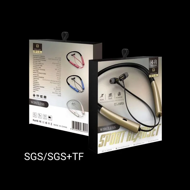 

sports headset wireless headset HEADPHONES Plug in wireless run headset 2021 NEW wireless Neckband HedphonesTF CARD, Gold