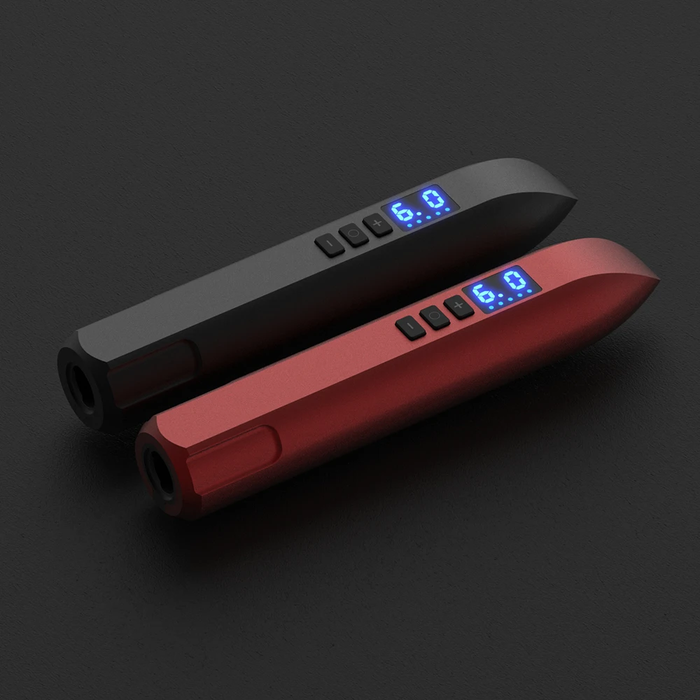 

New Digital 2400mA Lithium Battery Tatto Machine Rotary Tattoo Pen Wireless Temporary Tattoo Machine, Black, red