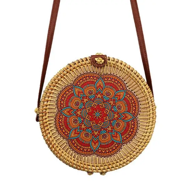 

Summer Wholesale Cheap Female Beach Round rattan Paper Straw Crocheted Bag