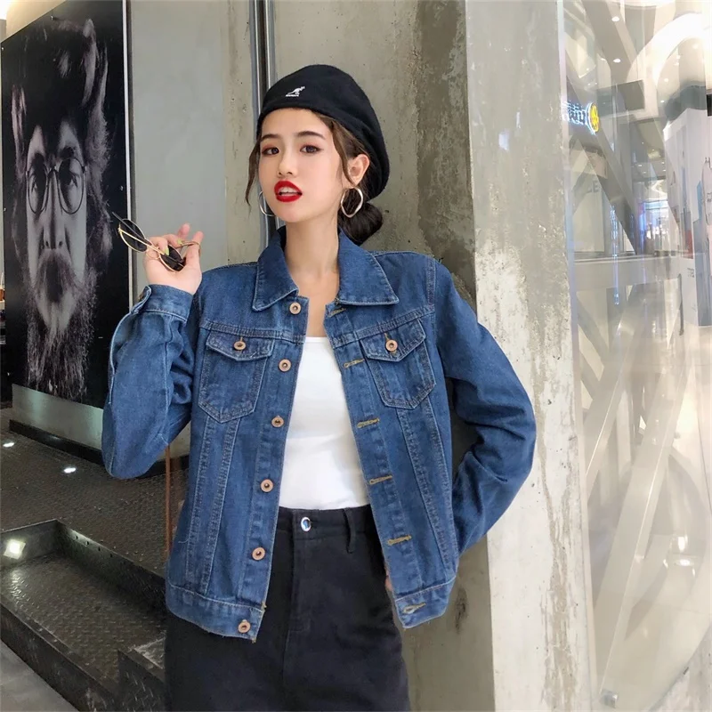 Guangzhou Oem Custom Denim Wholesale Jacket Woman Lady Baggy Jean Coat