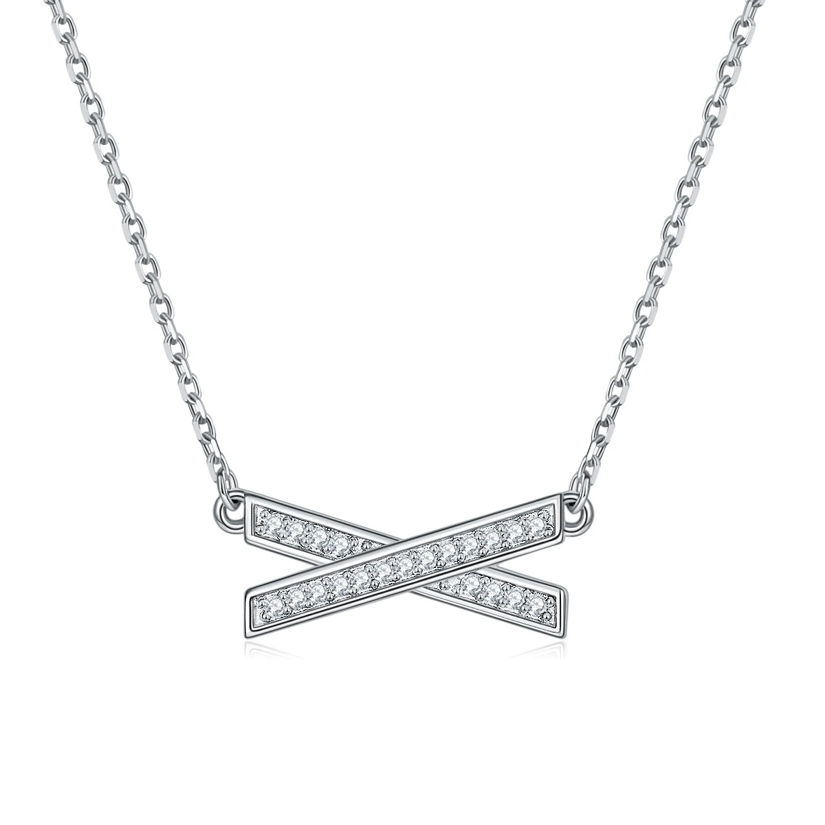 925 Sterling Silver Cubic Zirconia Cross Pendant Necklaces for Women Wholesale Jewellery