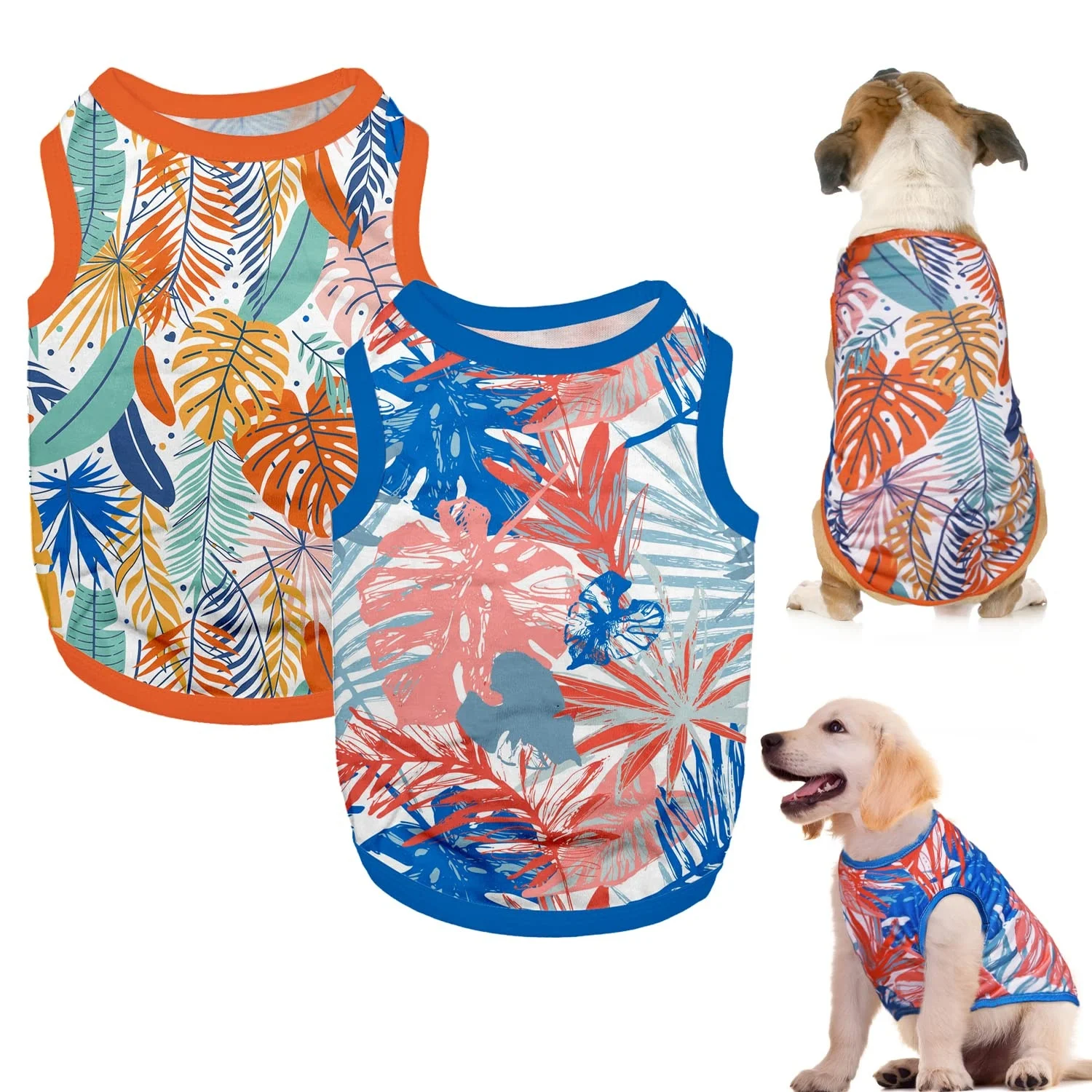 

Hot sale summer new design Dog Shirts urban Clothes Beach T-Shirt Hawaiian style small pet cat outdoor outfits, Blue