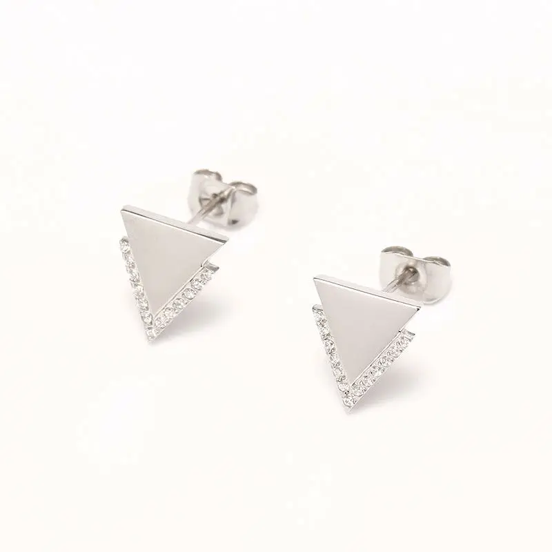 

Modern 316l Stainless Steel Jewellery Stylish Triangle Pendant Earring Gold 925 Silver Plated Stud Earring