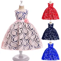 

2019 summer red sleeveless kids frock designs girl clothing wholesale party dress