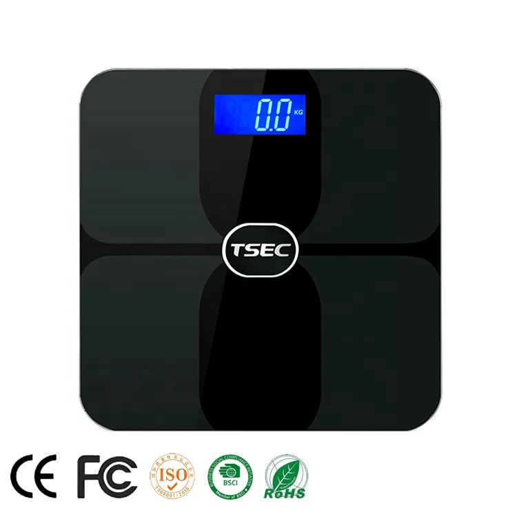 

ISO9001 Bluetooth Weighing Scale Body Fat Analyzer Smart Bmi Ito Digital wifi scale, Black