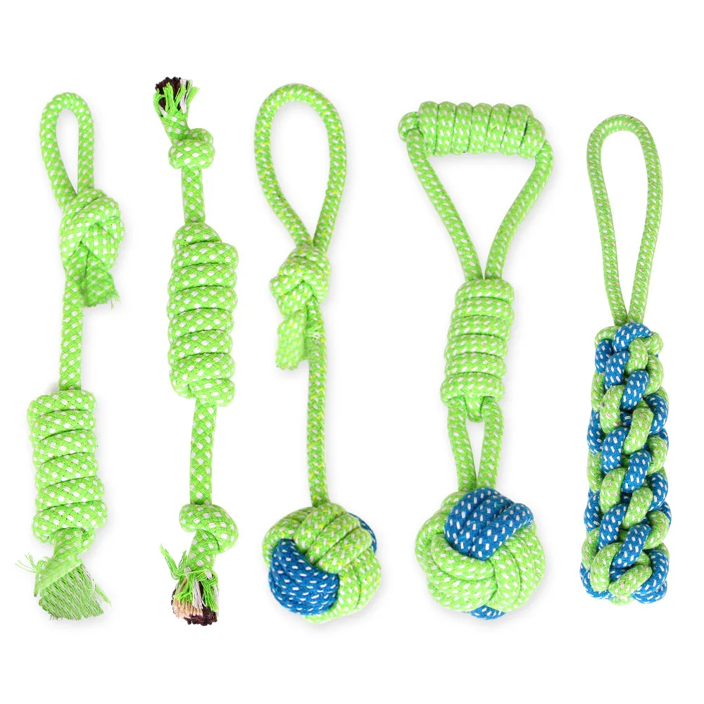 

2021 New Arrival Multiple Styles Green Durable CleaningPet Dogs Toys New Dog Toys Set, 13/9/7 pack in bag