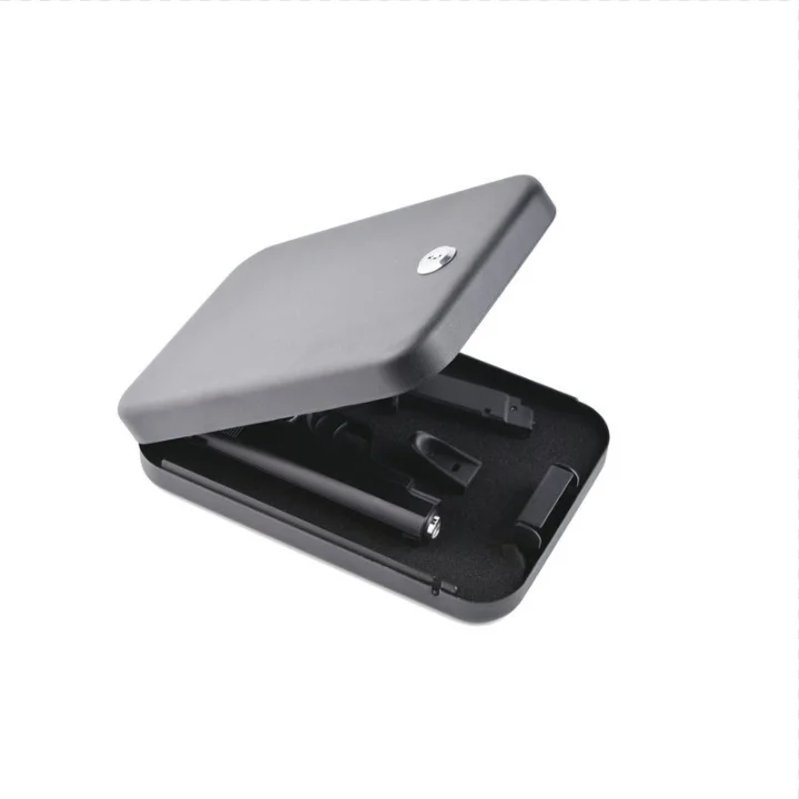

Lock Key Security Portable pistol Gun Safe Box, Black