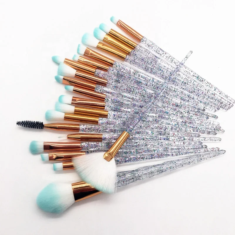 

New Style Professional 20 PCS Crystal Eye Makeup Brush Set Eyeshadow Eyeliner lip Long Handle Make Up Brushes Set, 3 colors