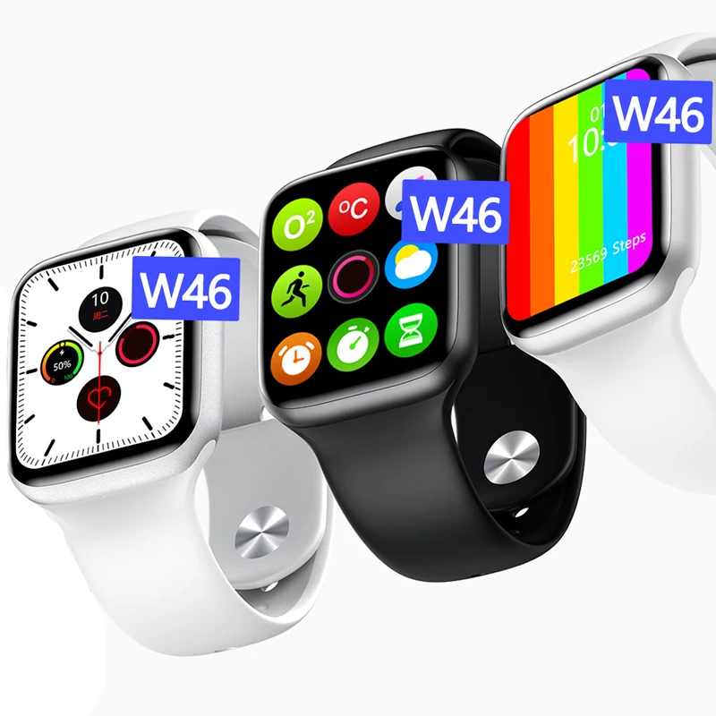 

2020 1.75inch big screen W46 smart watch iwo series 6 Reloj Inteligente bt calling Body temperature test Smartwatch