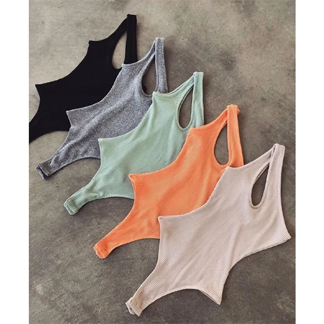 

Custom logo fashion one shoulder tank tops ribbed solid color bodycon women's breathable tank tops