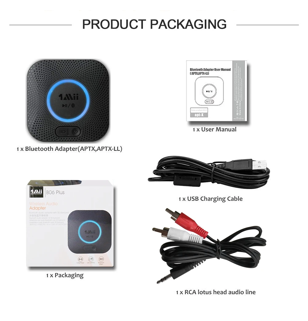 Aux&rca Bluetooth 5.0 Audio Receiver,Wireless Audio Adapter Aptx Music