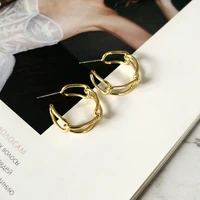 

22mm Gold Cuban Chain Hoop Earrings Female Medium Size Bohemian Tribal Earrings Statement Aros Dorados Pendiente