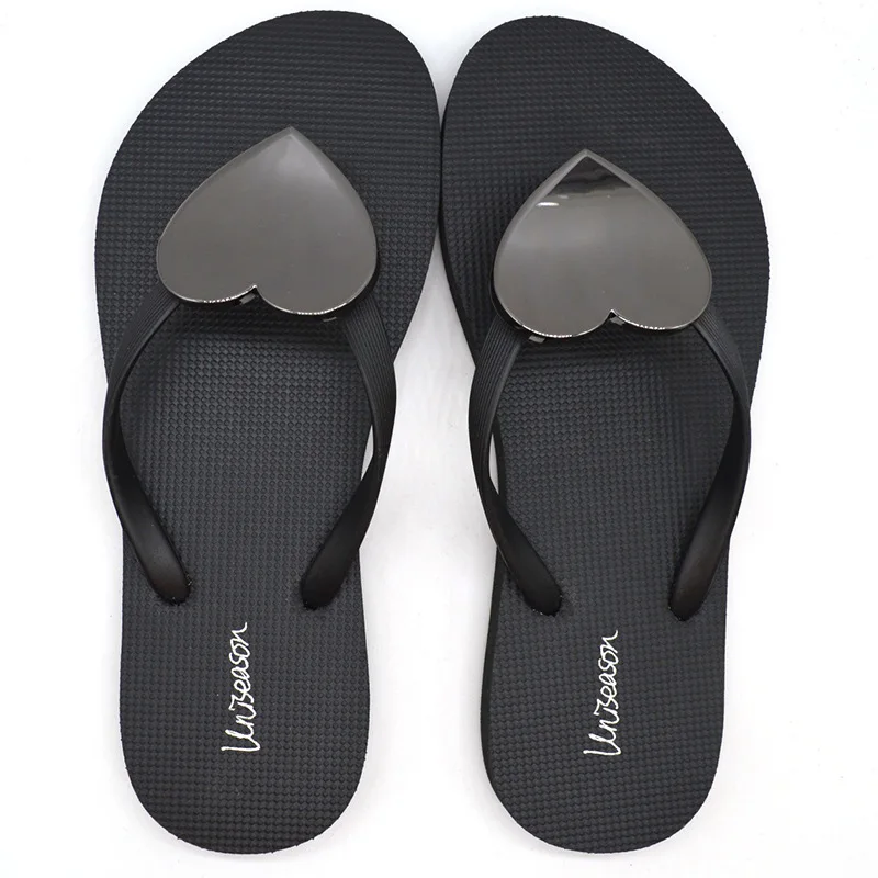 

New fashion rubber loving heart slipper girls classic sandals for women slipper, Green, black, pink, blue, gold