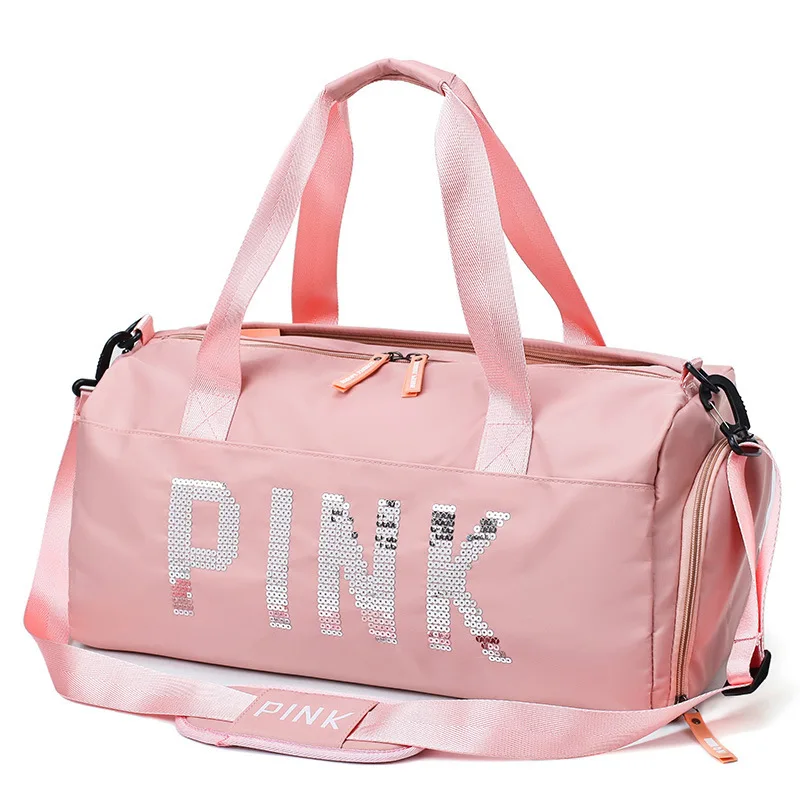 

Hot selling sports gym bag with wet pocket shoes pink women weekend travel duffel overnight bags, Green, black, pink, blue, rose red