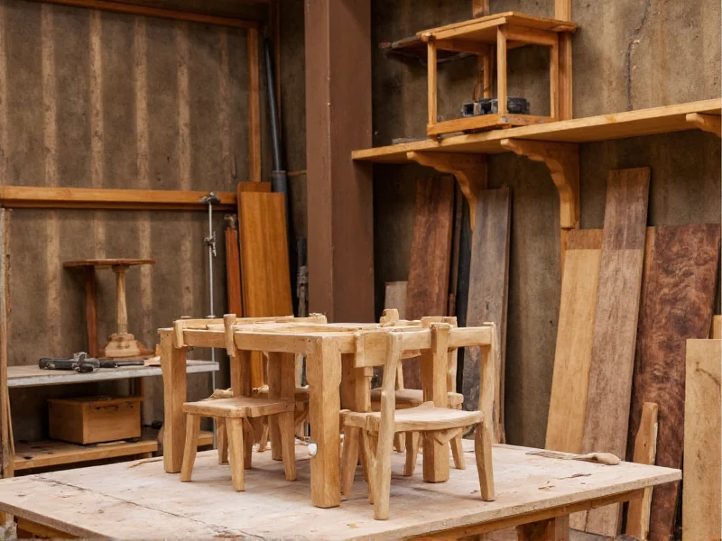 Craftsman-style furniture workshop with natural materials