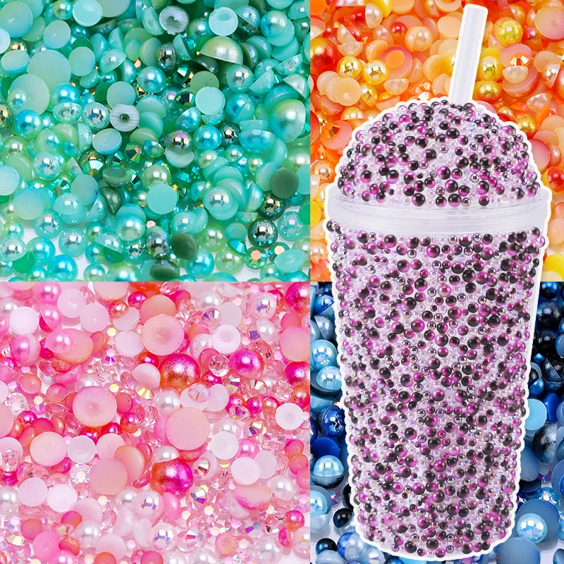 

DIY Plastic Reusable Tumbler with Glitter Flatback Non Hotfix Colorful Rhinestones Crystals Pearl Beads Handmade Art Decorations, Blue/green/pink/purple/orange