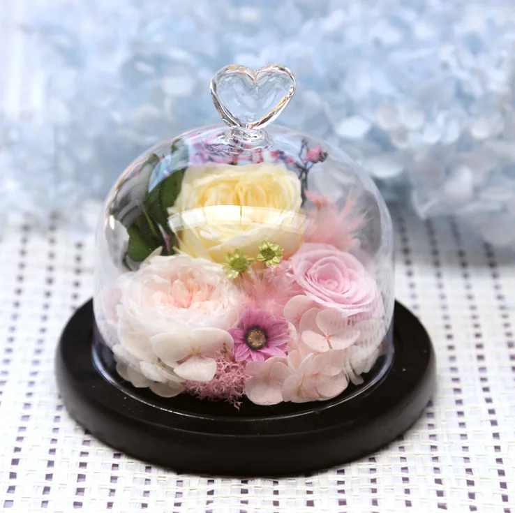 Top Quality Attractive Preserved Flower In Glass With Gift Boxes As