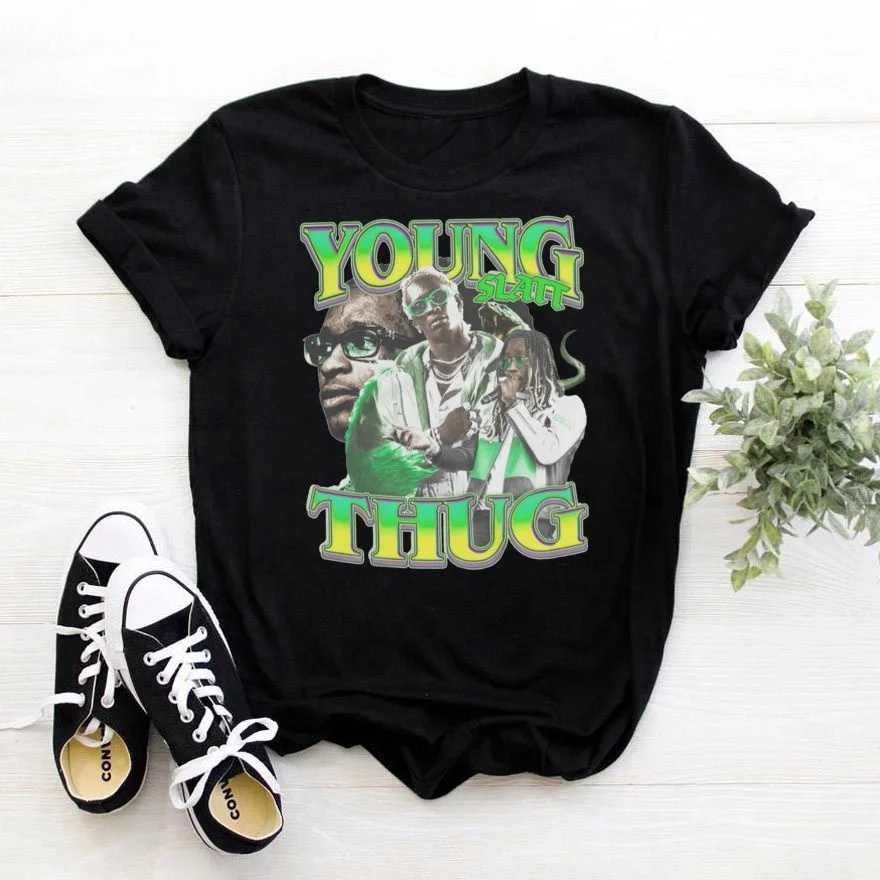 

New Design Streetwear Rapper Young Thug Printed T-shirt High Street Plus Size Vintage Graphic Men Tees