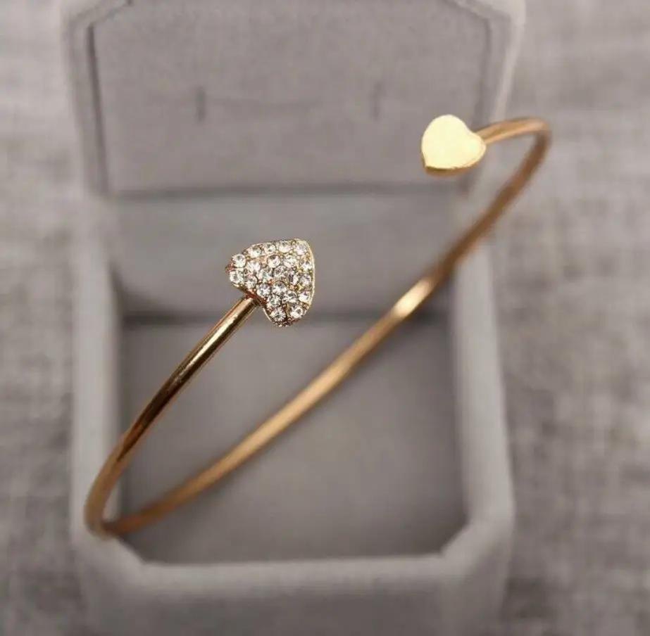 

Korean Jewelry Wholesale Inlaid With Diamond Peach Heart Small Diamond Link Bracelet, Gold plated, rose gold plated, silver plated