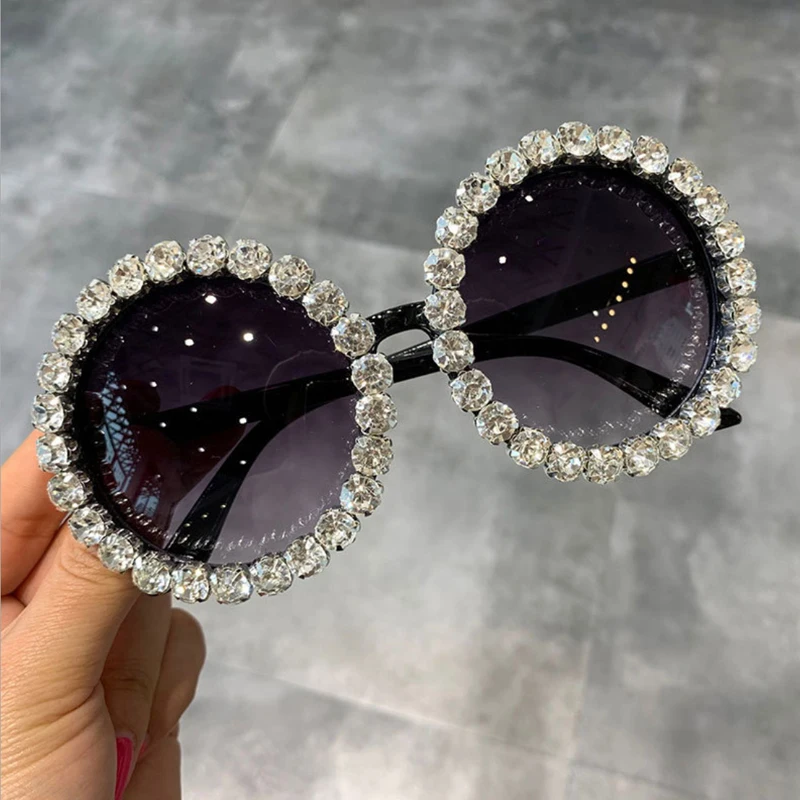 

89128 Vintage Oversized Sun Glasses 2020 Fashion Pink Rhinestone Square Sunglasses for Women