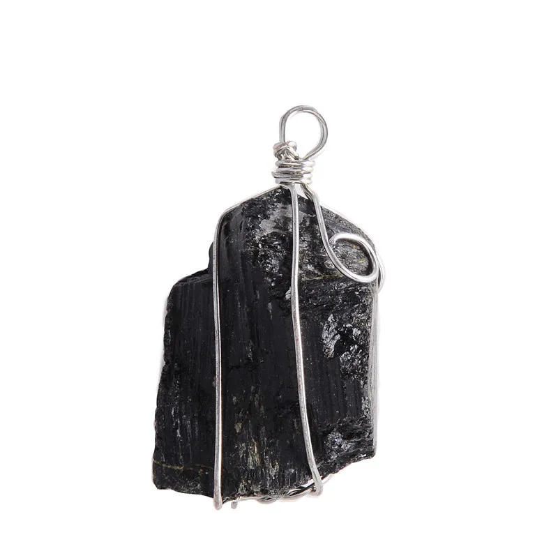 

Wholesale Natural Wire Wrapped Black Tourmaline Rough Crystal cheap pendants for jewelry making Gift