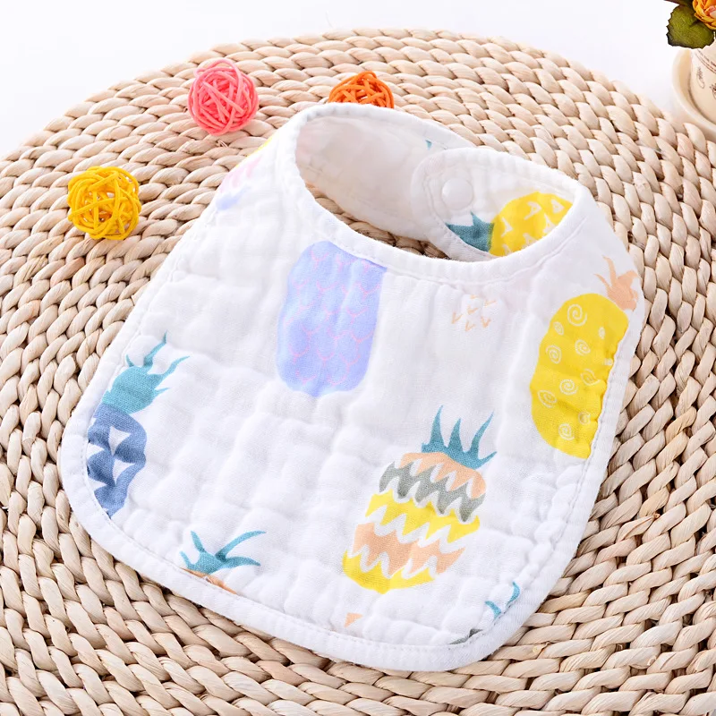 

Factory direct selling baby cotton seersucker bib, U-shaped 8 layers buckle design 25G, Picture showed or customized