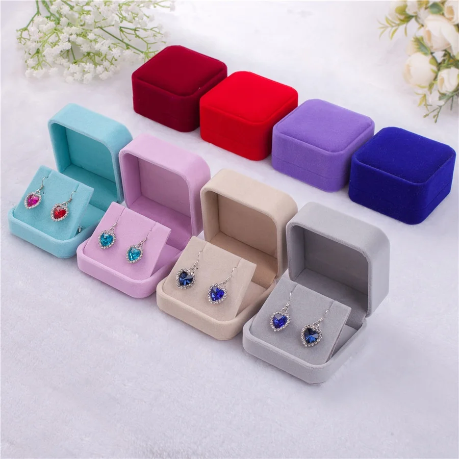 

2020 Custom Fashion Packaging Velvet Gift Necklace Or Earring Jewelry Box