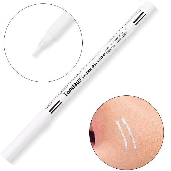 

Tattoo Surgical Marker Pen White Ink for Tattoo Piercing Permanent Makeup Microblading Marker with Ruler