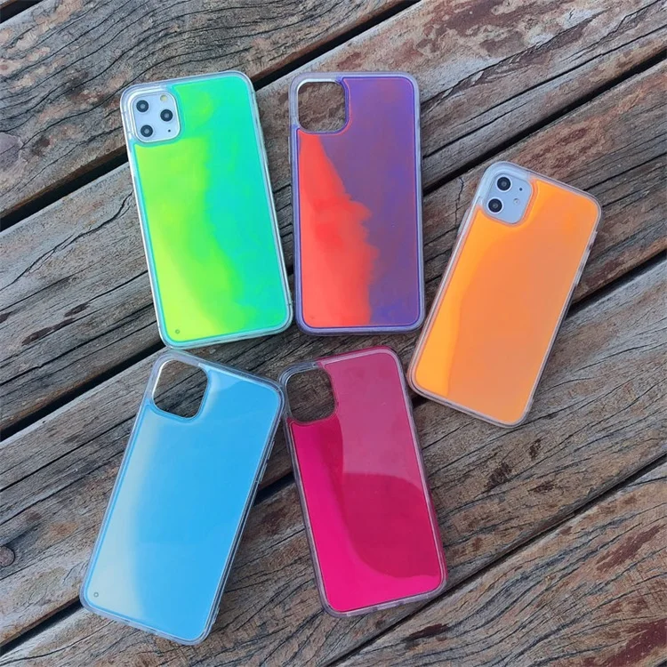 

2021 Neon Sand Liquid Case For Iphone Xs Max Luminous Glitter Phone Case Neon Mobile Phone Shell For Iphone 11 Pro Max