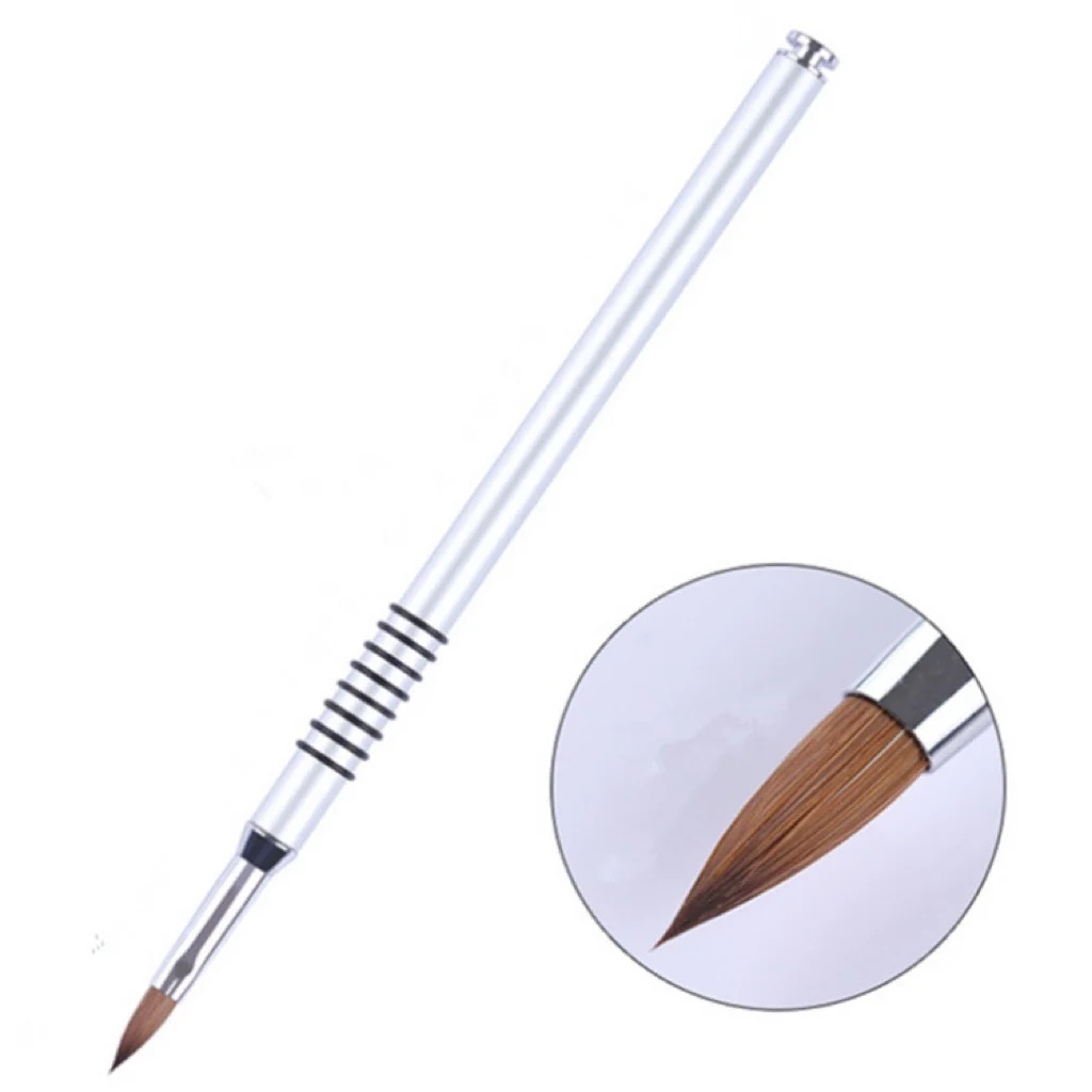 

Custom Logo Nail Extension Acrylic Carving Brush Metal Handle Sable 100% Pure Kolinsky Nail Brushes