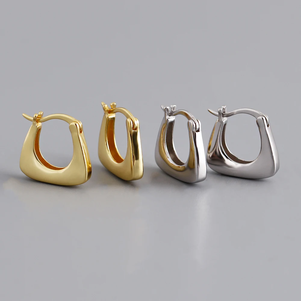 

Europe fashion 925 sterling silver chunky plain punk gold plated hoop earrings for women jewelry drop shipping