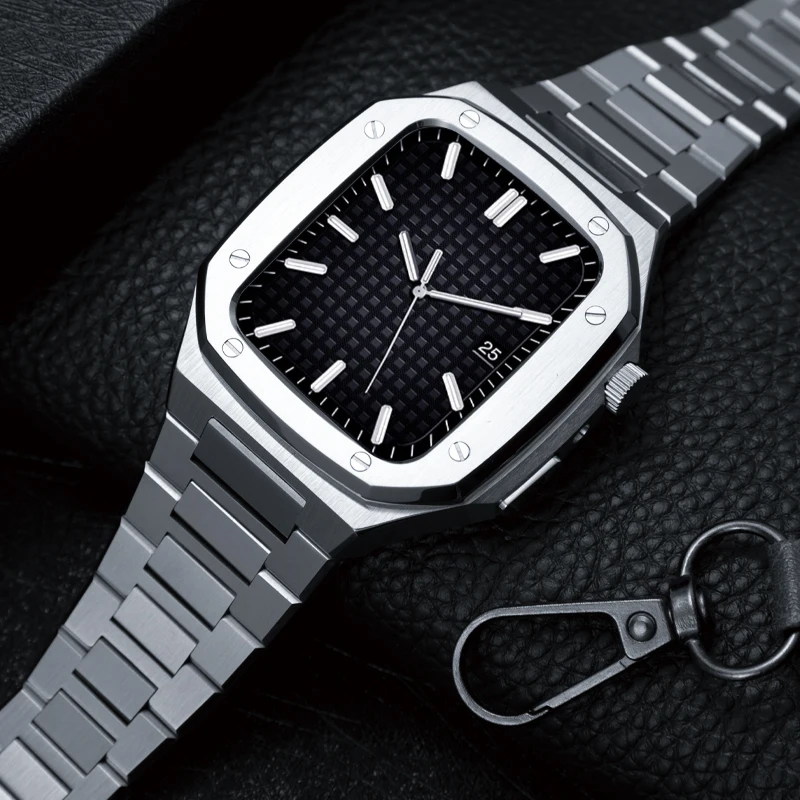 

Customized logo 44mm 45mm Smart Watch Case Parts High Quality Stainless Steel Case Strap for iwatch series 7 Apple Watch Case