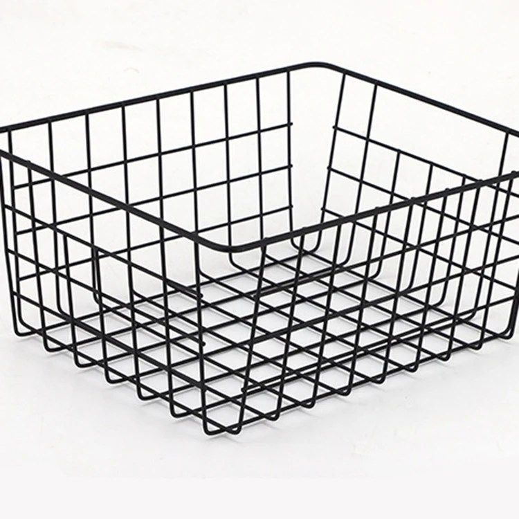 

iron metal art storage wire mesh basket home kitchen bathroom multifunctional panier decorative black and rose gold basket, Silver