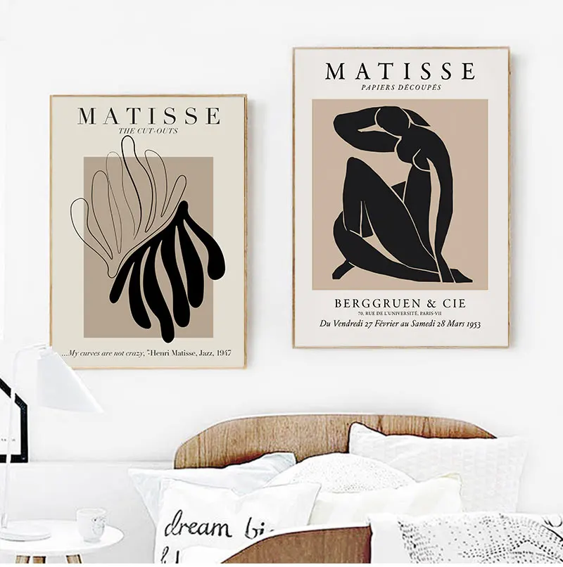 

Henri Matisse Abstract Painting Minimal Illustration Art Canvas Prints Vintage Beige Wall Pictures Home Decor
