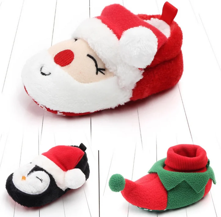 

New Baby Boys Girls Christmas Slipper Shoes Toddler Booties Red