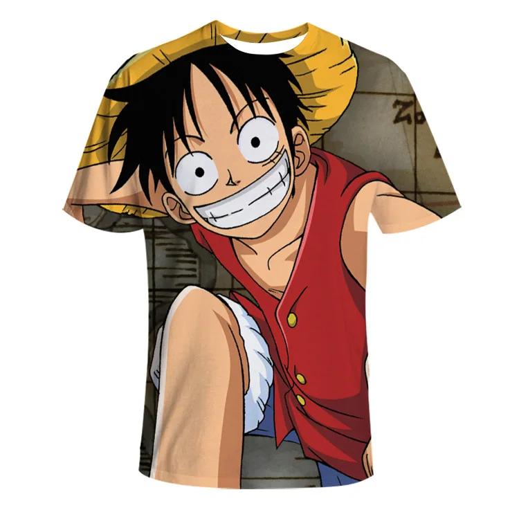 

3D digital printing short sleeve men's T-shirt about comic characters such as Monkey D. Luffy in the "ONE PIECE"