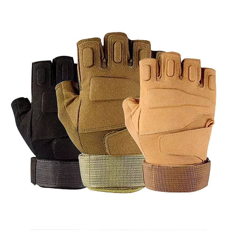 

Cycling Motorcycle Safety Army Hand Half Finger Bicycle Leather Gloves Uniform Tactical Workout Fitness Glove, 3color