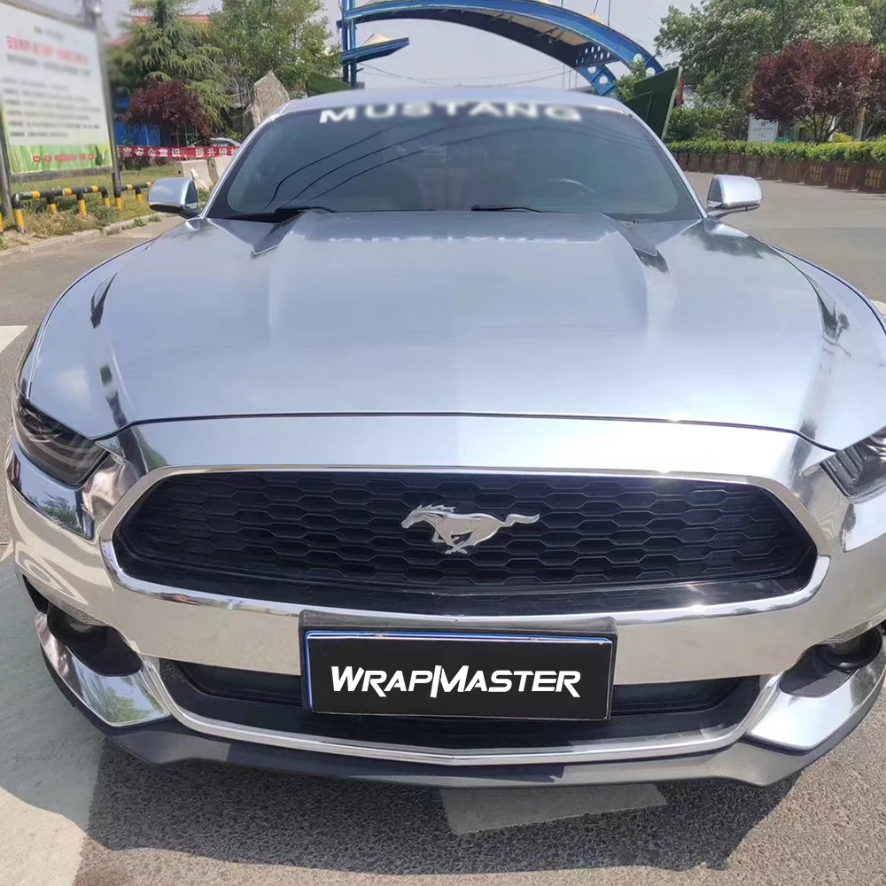 

WRAPMASTER Free shipping to USA 1.52*18m Silver super Mirror Chrome Wrap PVC Auto Protection Sticker Vinyl Wrap